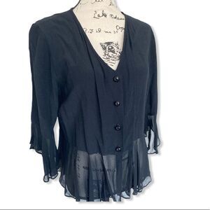 Zoe California SZ S lightweight black button blouse